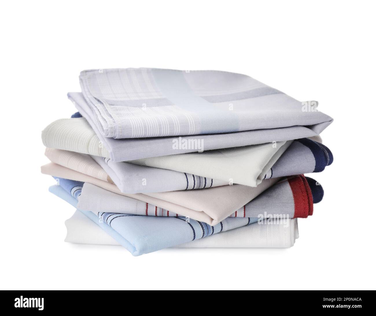 Folded handkerchiefs on white background. Stylish accessory Stock Photo