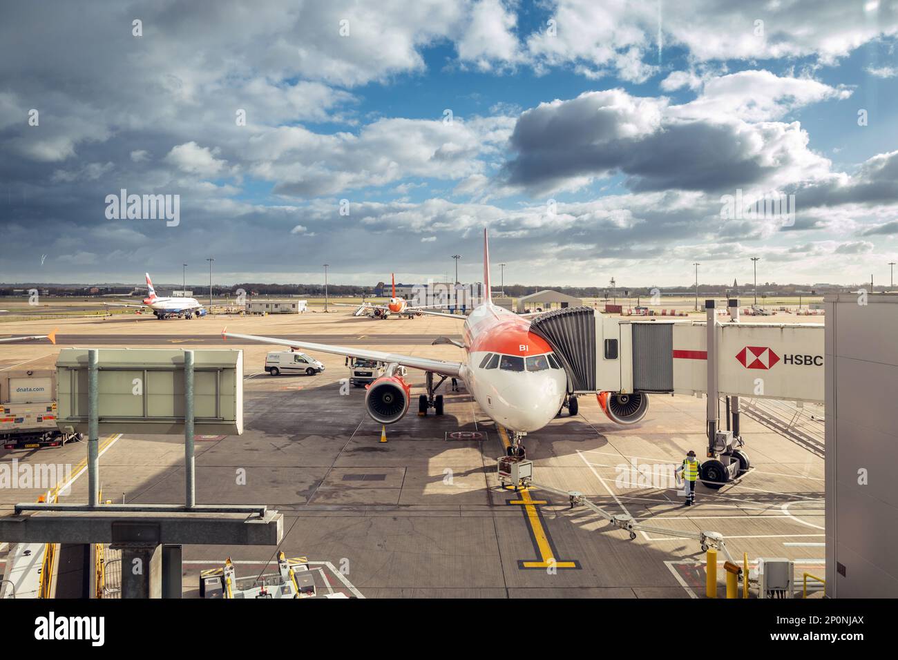 Gatwick, February 25th 2023 An EasyJet plane at Gatwick Airport