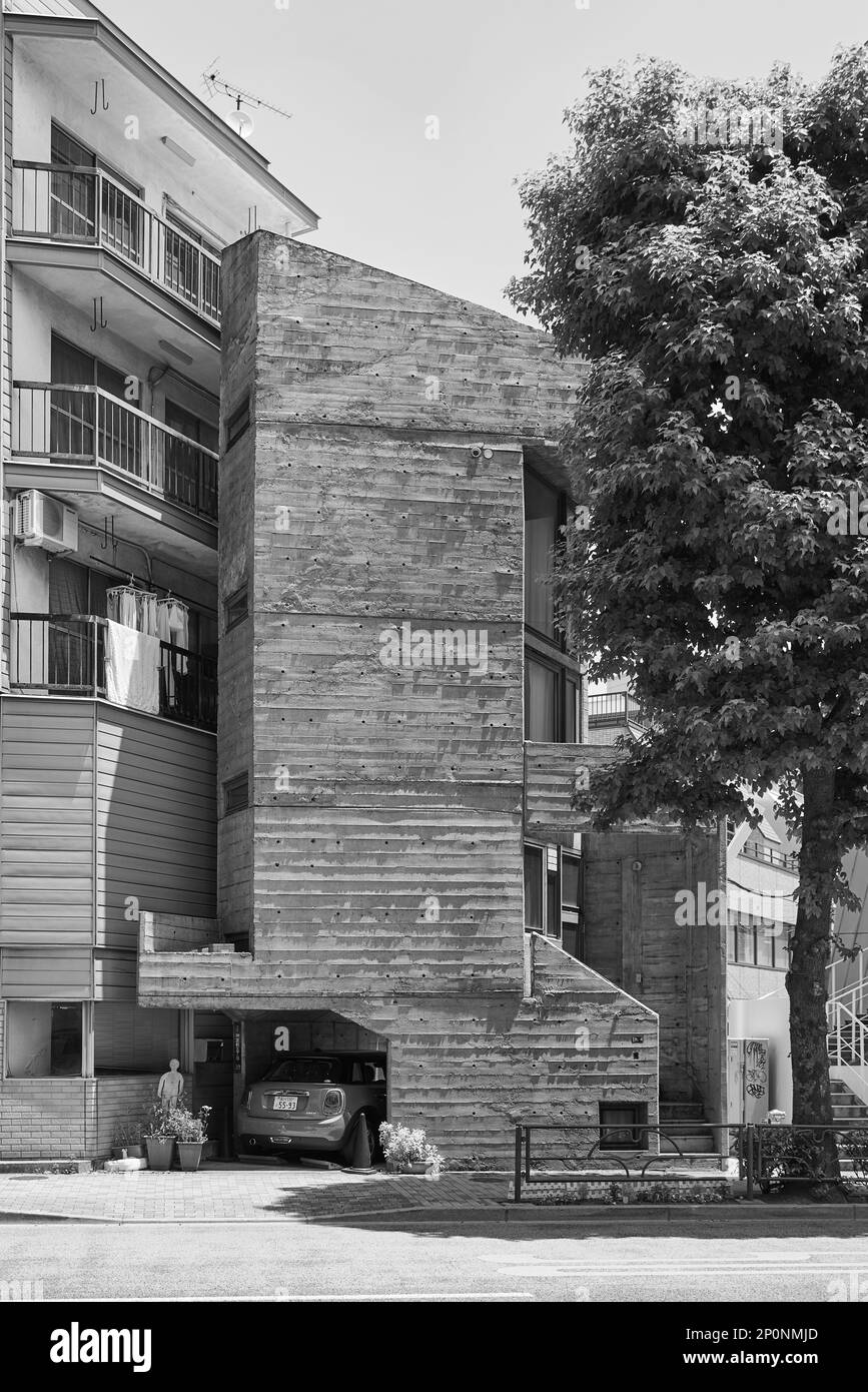 Tower House, concrete single family house designed by Takamitsu Azuma (1966); Jingumae, Tokyo, Japan Stock Photo