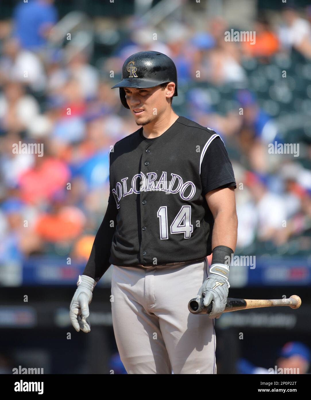 Colorado Rockies catcher Tony Walters (14) during game against the New York  Mets at Citi Field in Queens, New York, July 28, 2016. Rockies defeated  Mets 2-1. (Tomasso DeRosa via AP Stock Photo - Alamy