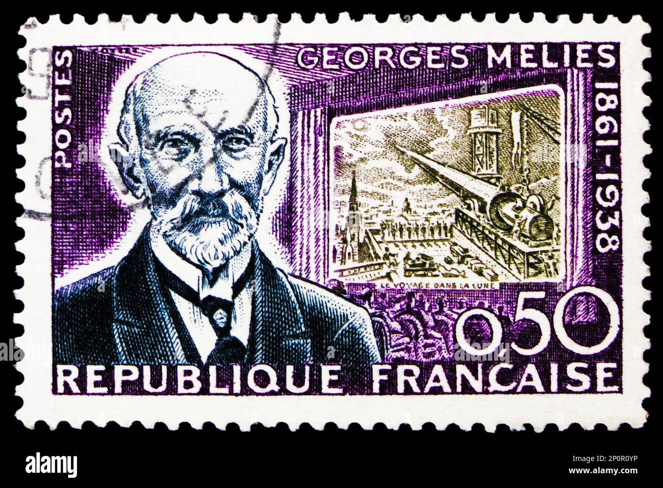 MOSCOW, RUSSIA - FEBRUARY 15, 2023: Postage stamp printed in France shows Georges Melies (1861-1938), Famous people serie, circa 1961 Stock Photo