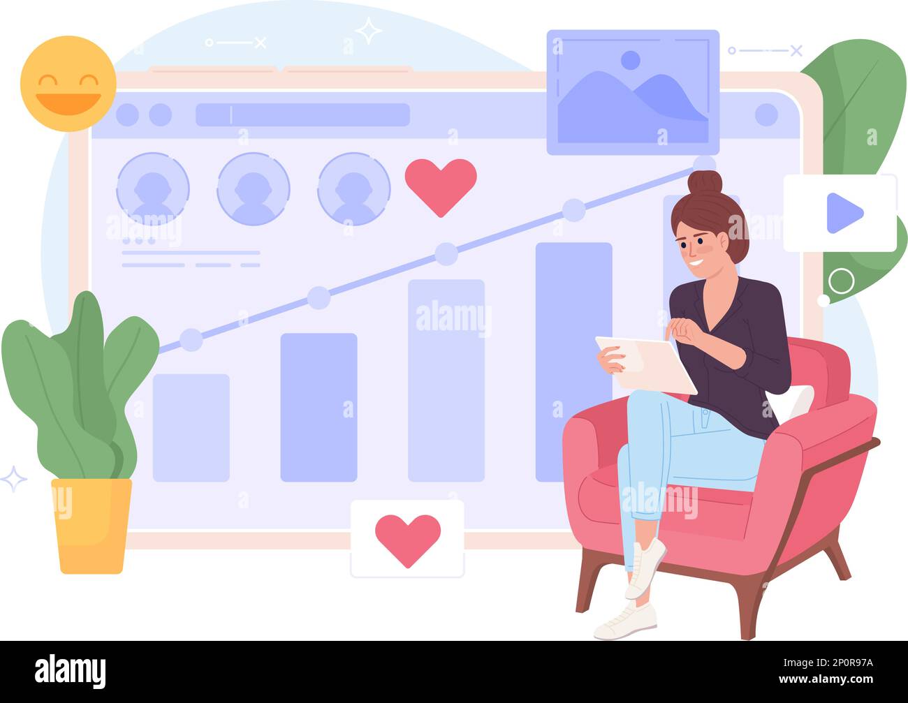 Social marketing analytics flat concept vector spot illustration Stock ...