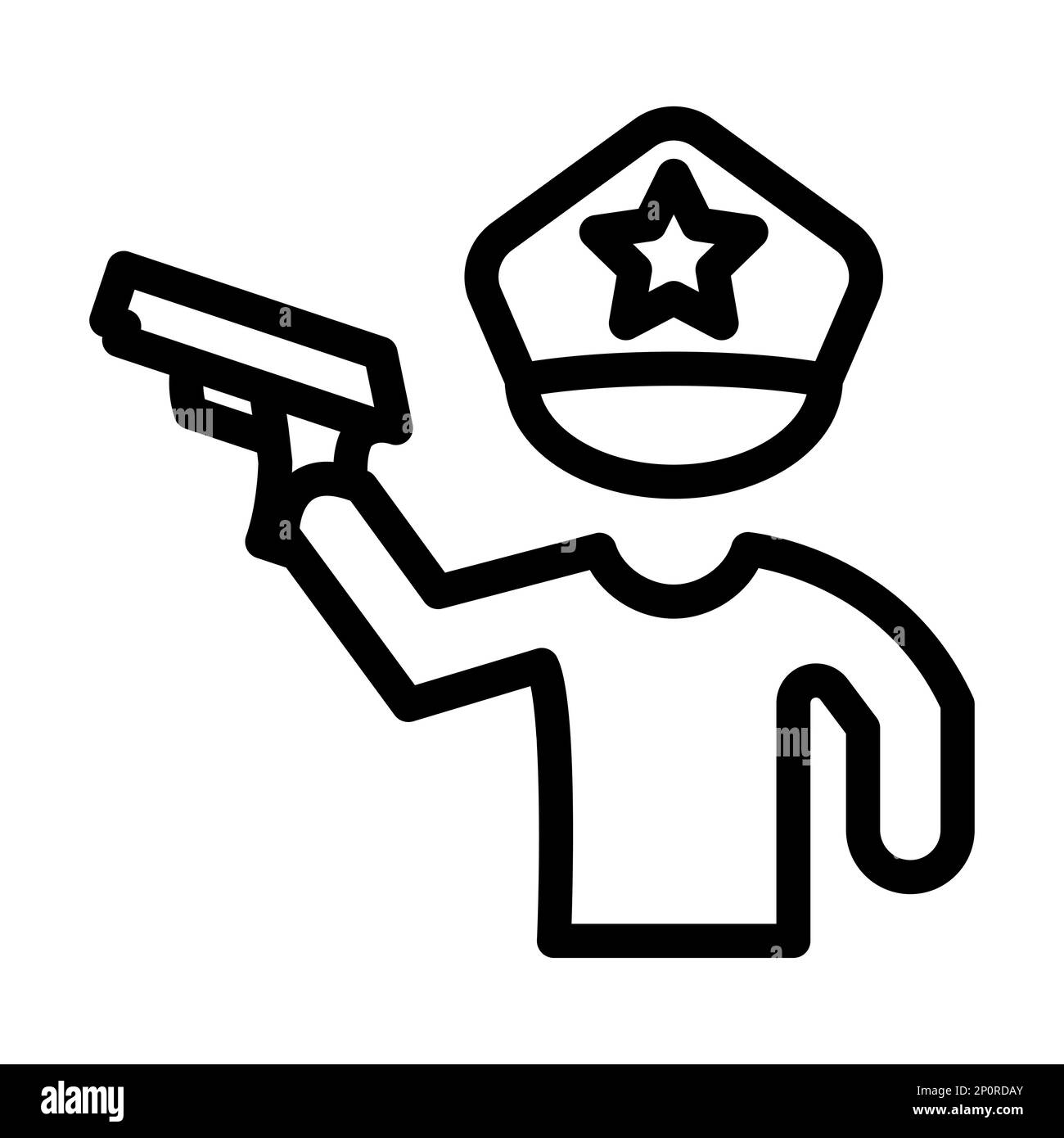 Policeman Holding Gun Vector Thick Line Icon Stock Photo - Alamy