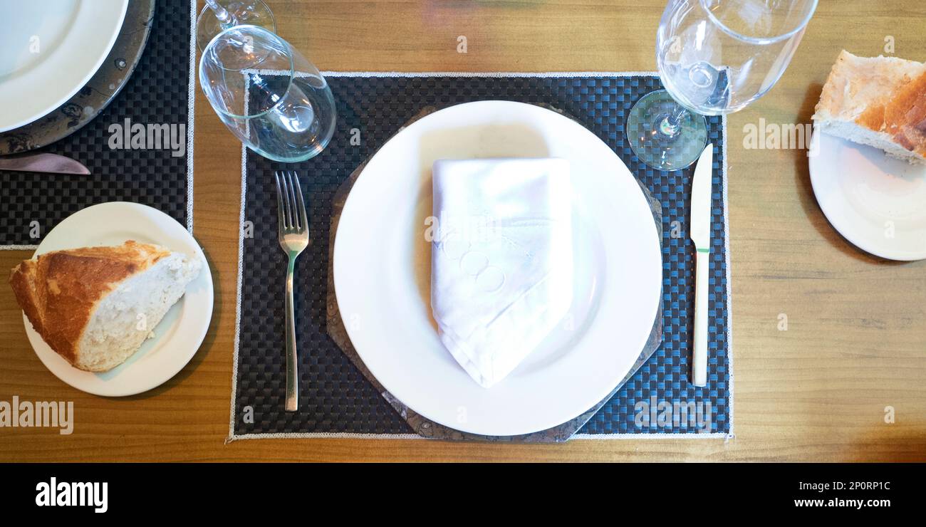Restaurant Service Table Setting Ready Stock Photo