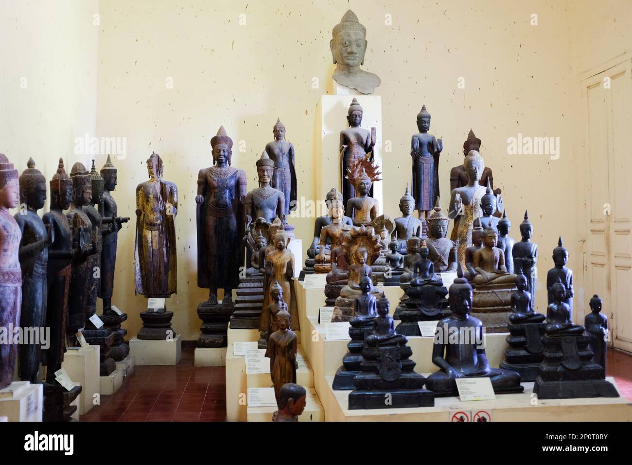 Various ancient Khmer Buddha statues in National Museum of Cambodia, Pnomh Penh. Travel photo, museum collection Stock Photo