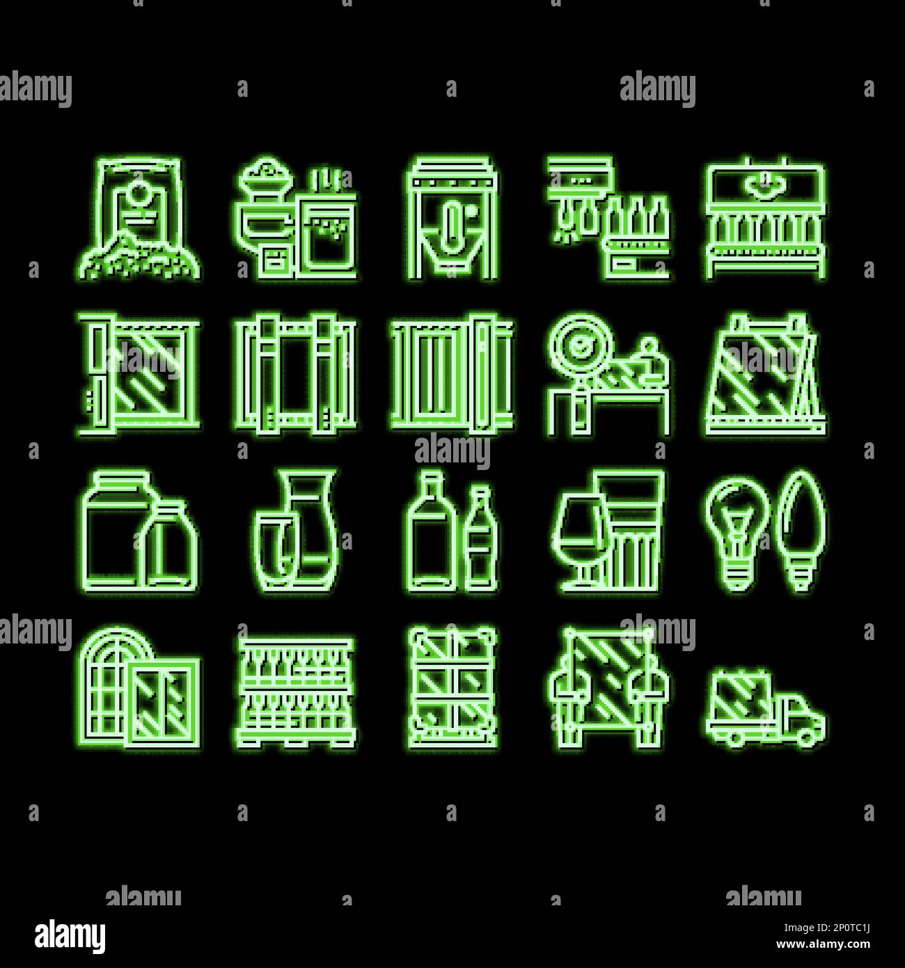 Glass Production Plant neon glow icon illustration Stock Vector Image ...