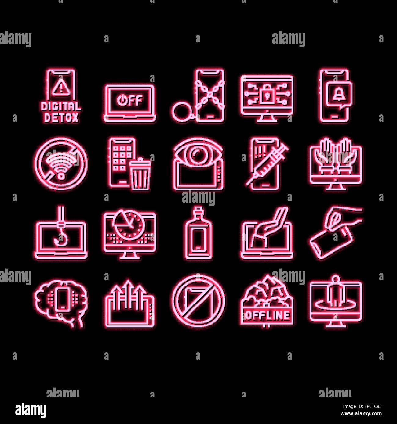 Digital Device Detox neon glow icon illustration Stock Vector Image ...