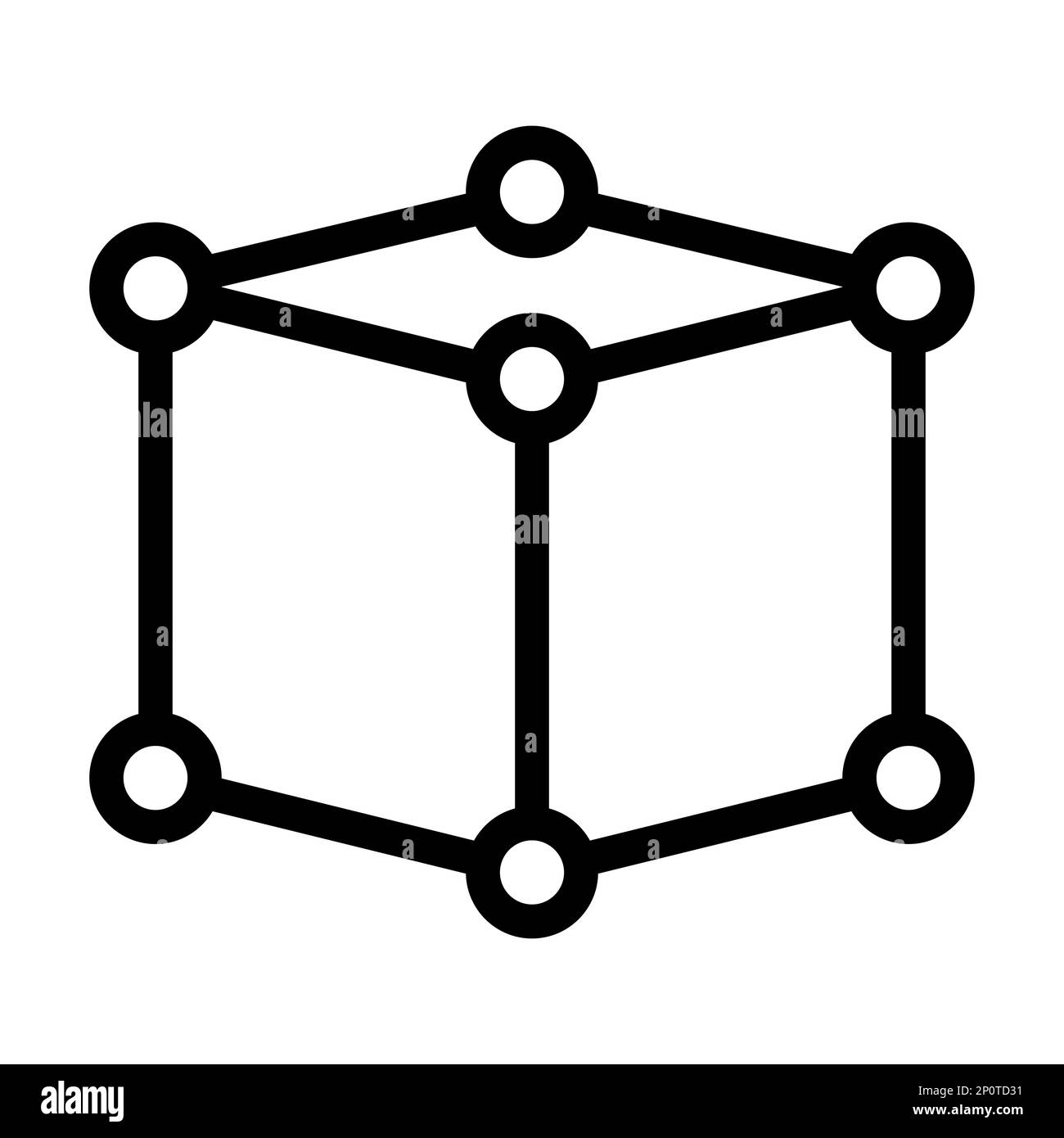 Cube Vector Thick Line Icon For Personal And Commercial Use. Stock Photo