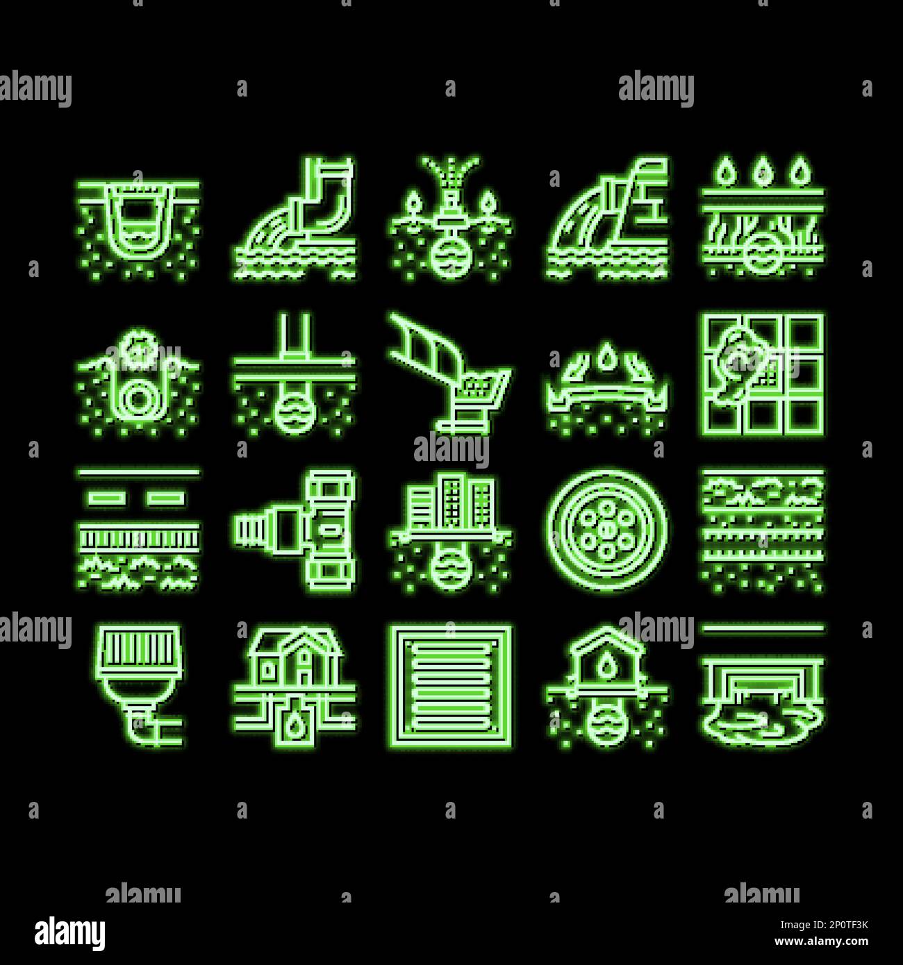 Drainage Water System neon glow icon illustration Stock Vector Image ...