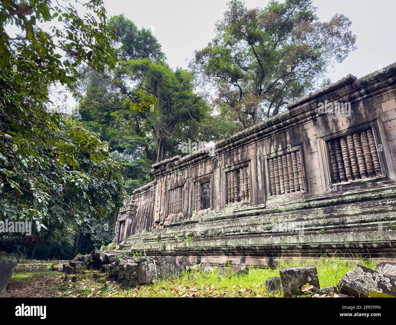 One of two Khleangs, or storerooms, behind the 12th century Prasat Suor Prat towers opposite the Elephant Terrace within Angkor Thom in Cambodia. Stock Photo