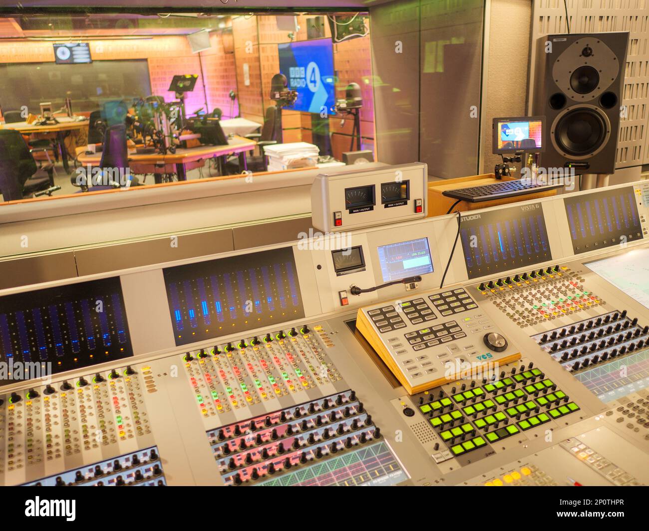 BBC Radio broadcast studio in Broadcasting House, London, UK Stock Photo