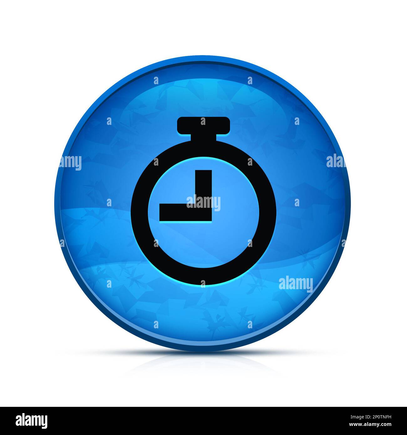 Timer icon on classy splash blue round button Stock Photo - Alamy