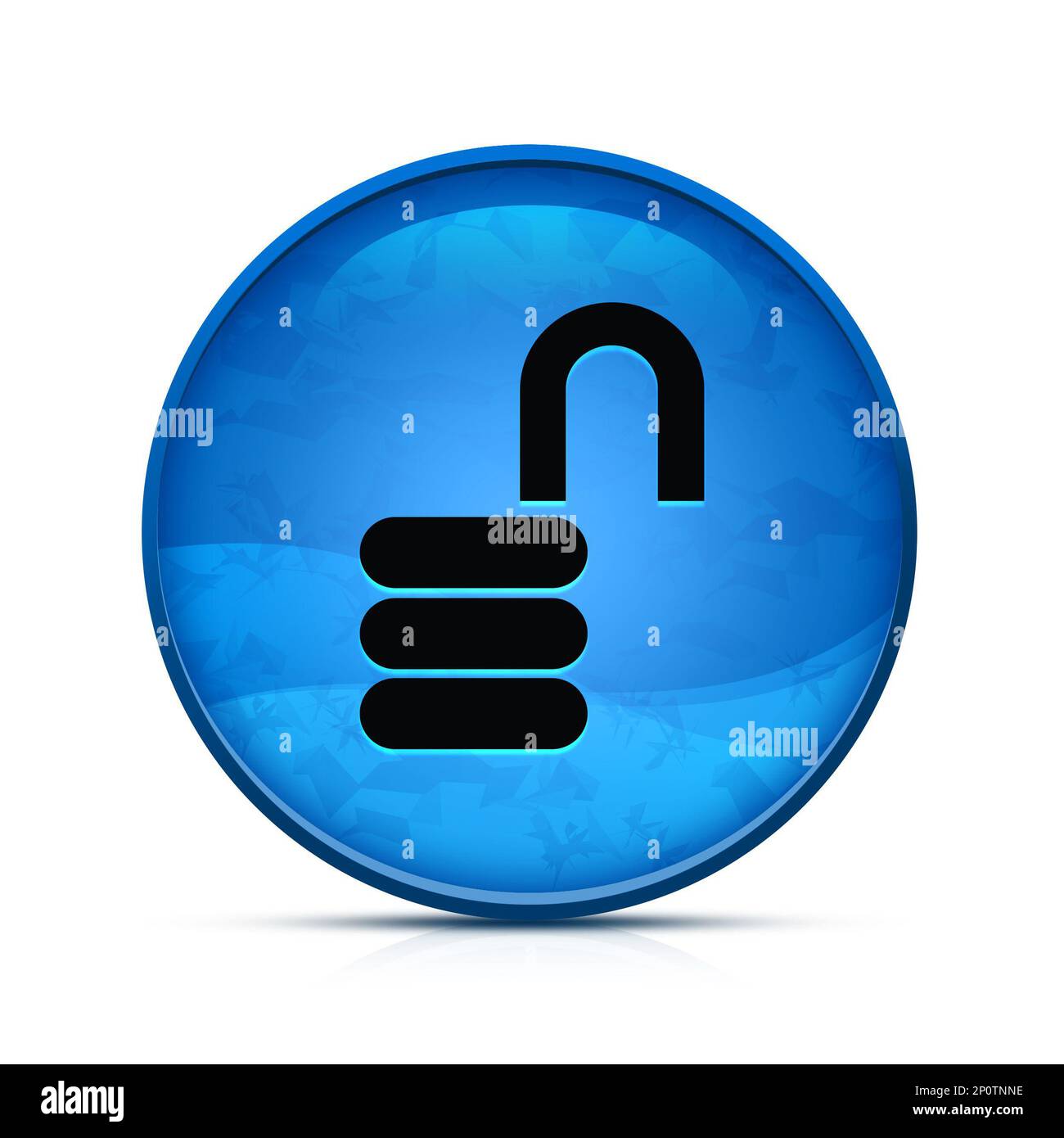 Open lock icon on classy splash blue round button Stock Photo - Alamy