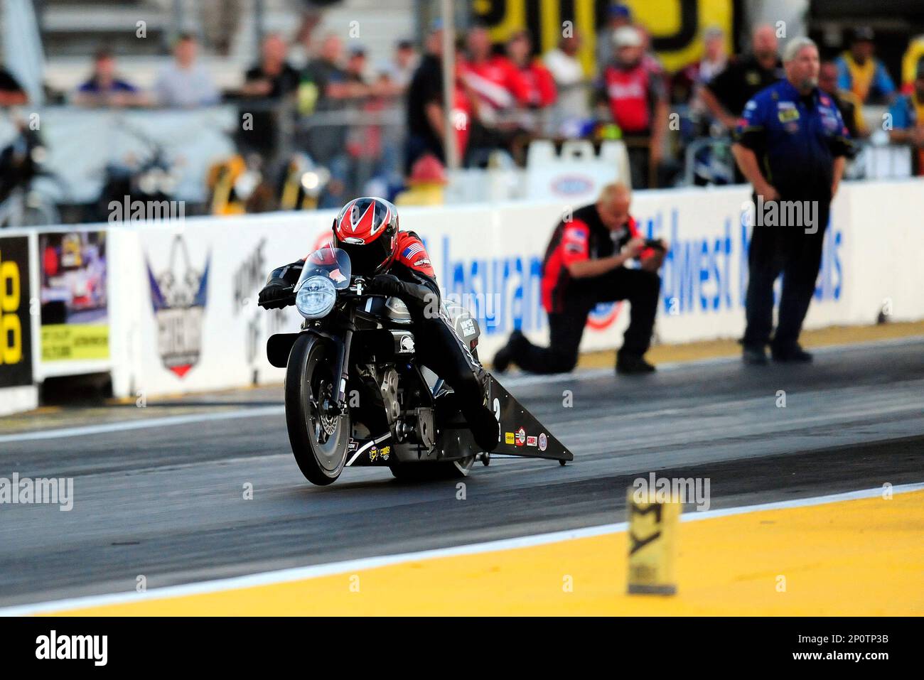 23 September 2016: Eddie Krawiec (2 PSM) Harley Davidson V-Rod NHRA Pro  Stock Motorcycle during qualifying for the NHRA AAA Insurance Midwest  Nationals at Gateway Motorsports Park in Madison, Illinois. (Photo by