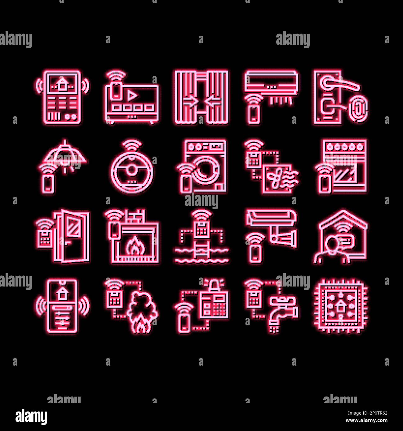 Smart Home Equipment neon glow icon illustration Stock Vector Image ...