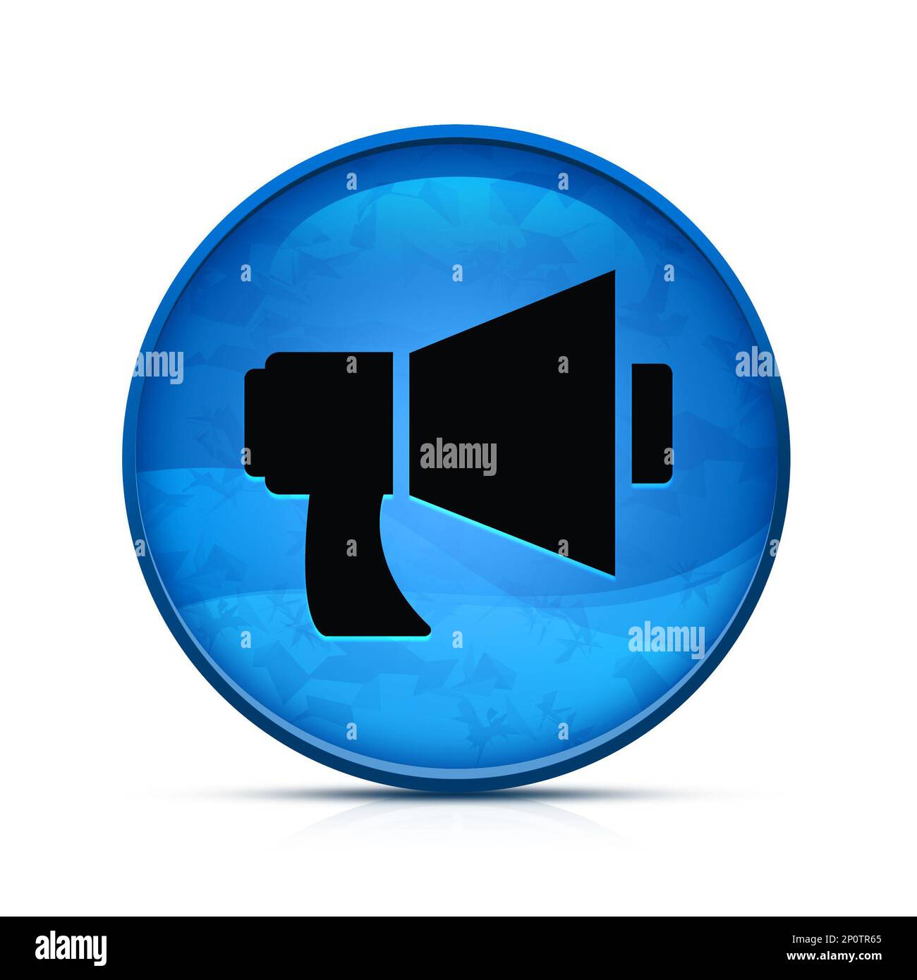 Magaphone icon on classy splash blue round button Stock Photo - Alamy