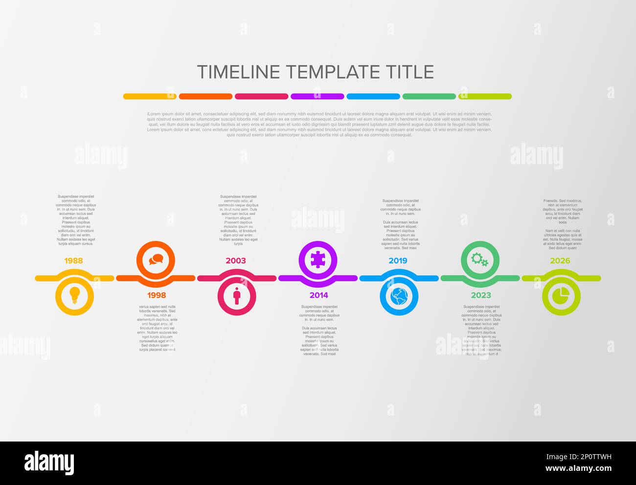 Vector light color time line with icons in circles template made from ...