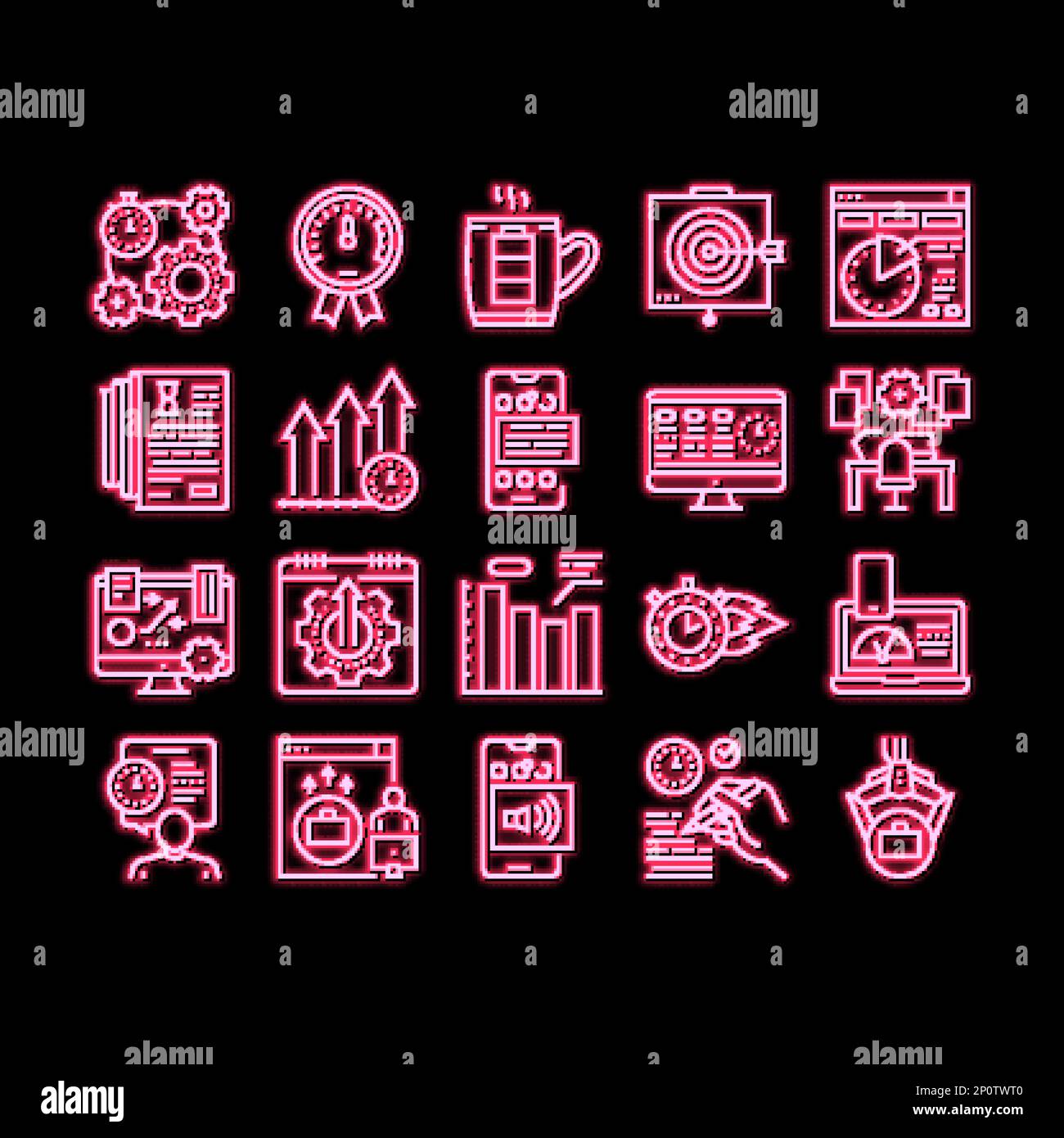Productivity Manage neon glow icon illustration Stock Vector Image ...