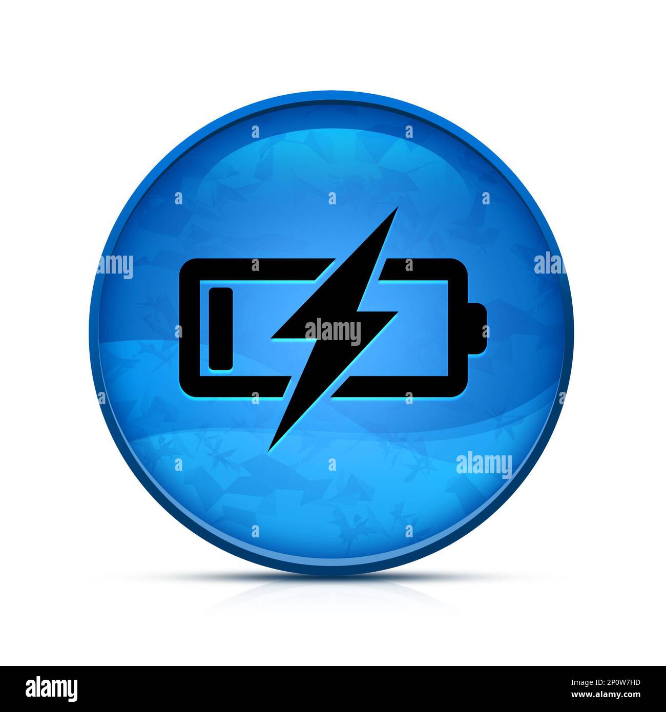 Battery Charging icon on classy splash blue round button Stock Photo