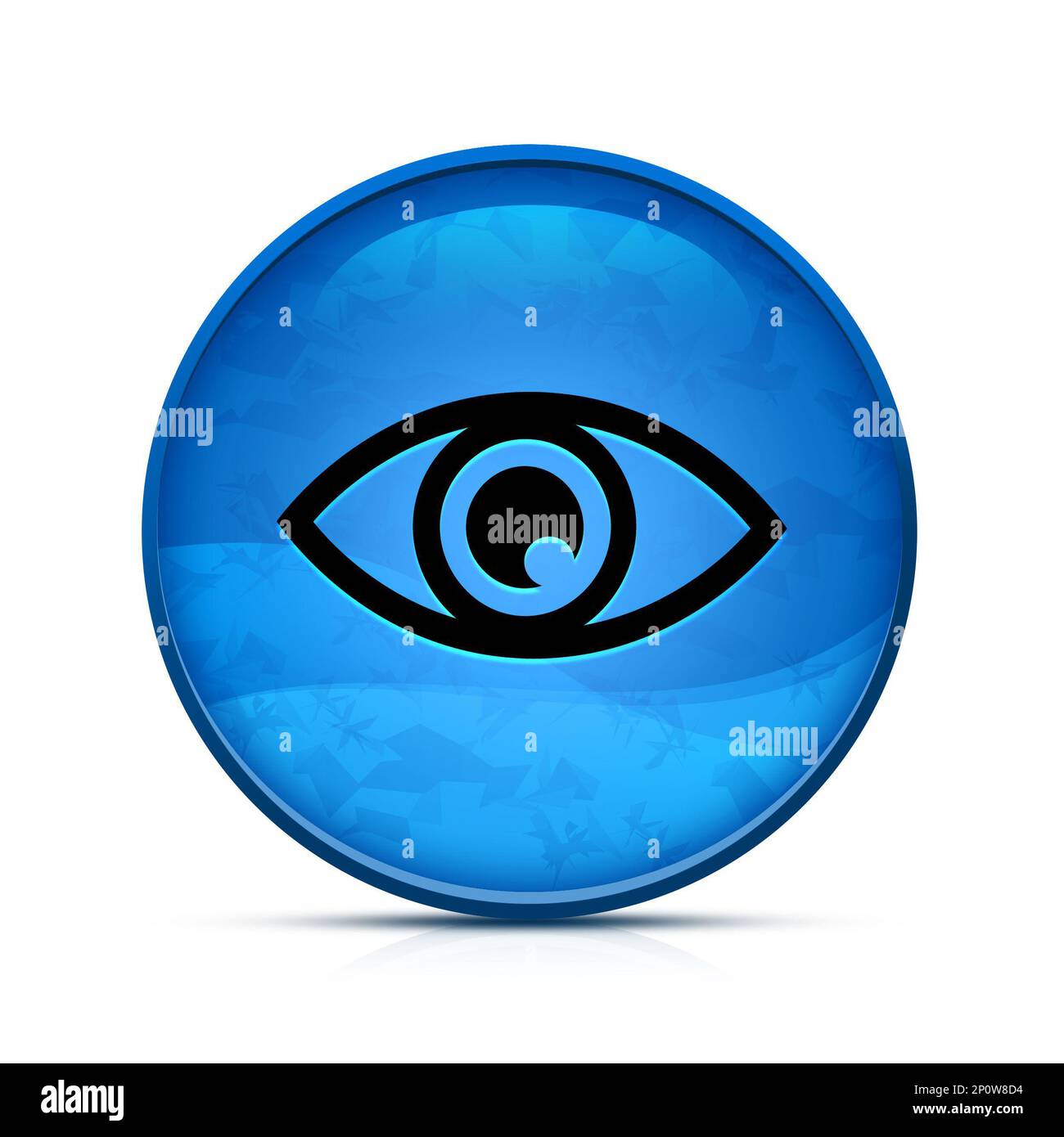 Eye icon on classy splash blue round button Stock Photo - Alamy