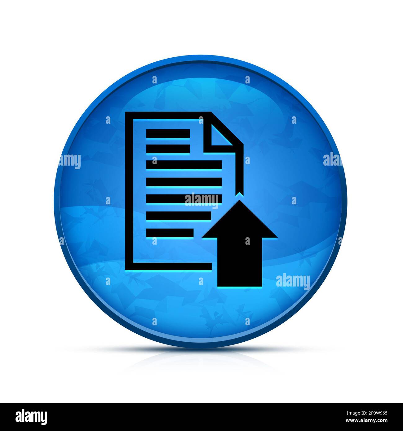 Upload document icon on classy splash blue round button Stock Photo - Alamy