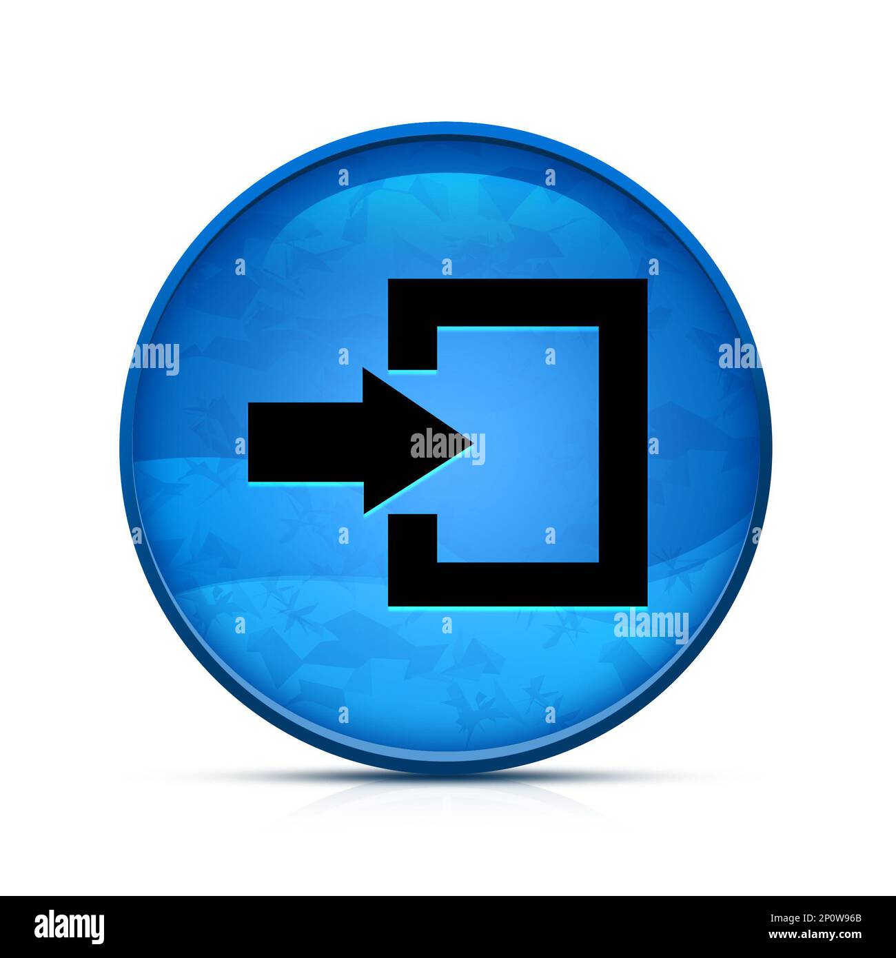 Login icon on classy splash blue round button Stock Photo