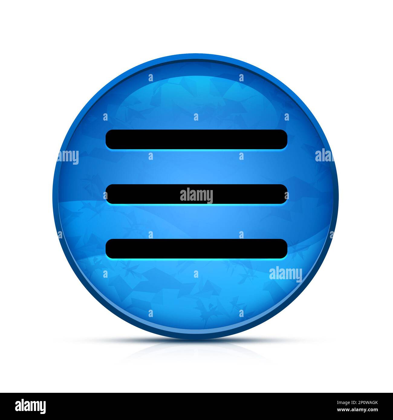 Hamburger menu bar icon on classy splash blue round button Stock Photo