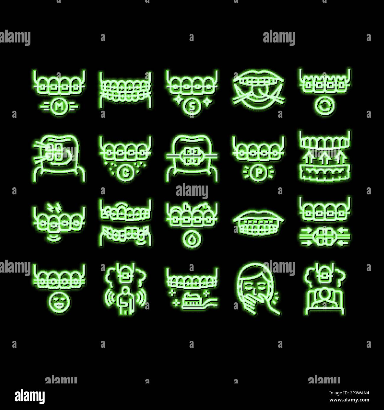 Tooth Braces Accessory neon glow icon illustration Stock Vector Image ...