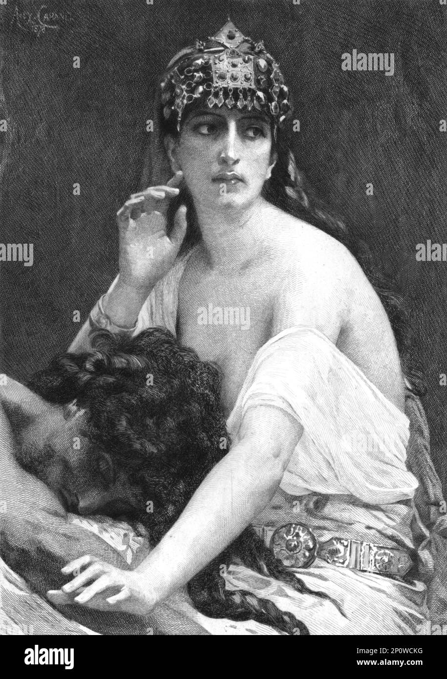 ''Delilah',after Alexandre Cabanel'. From &quot;Modern Artists&quot; by F.G.Dumas. [J.S.Virtue &amp; Co Ltd, London, c1880] Stock Photo