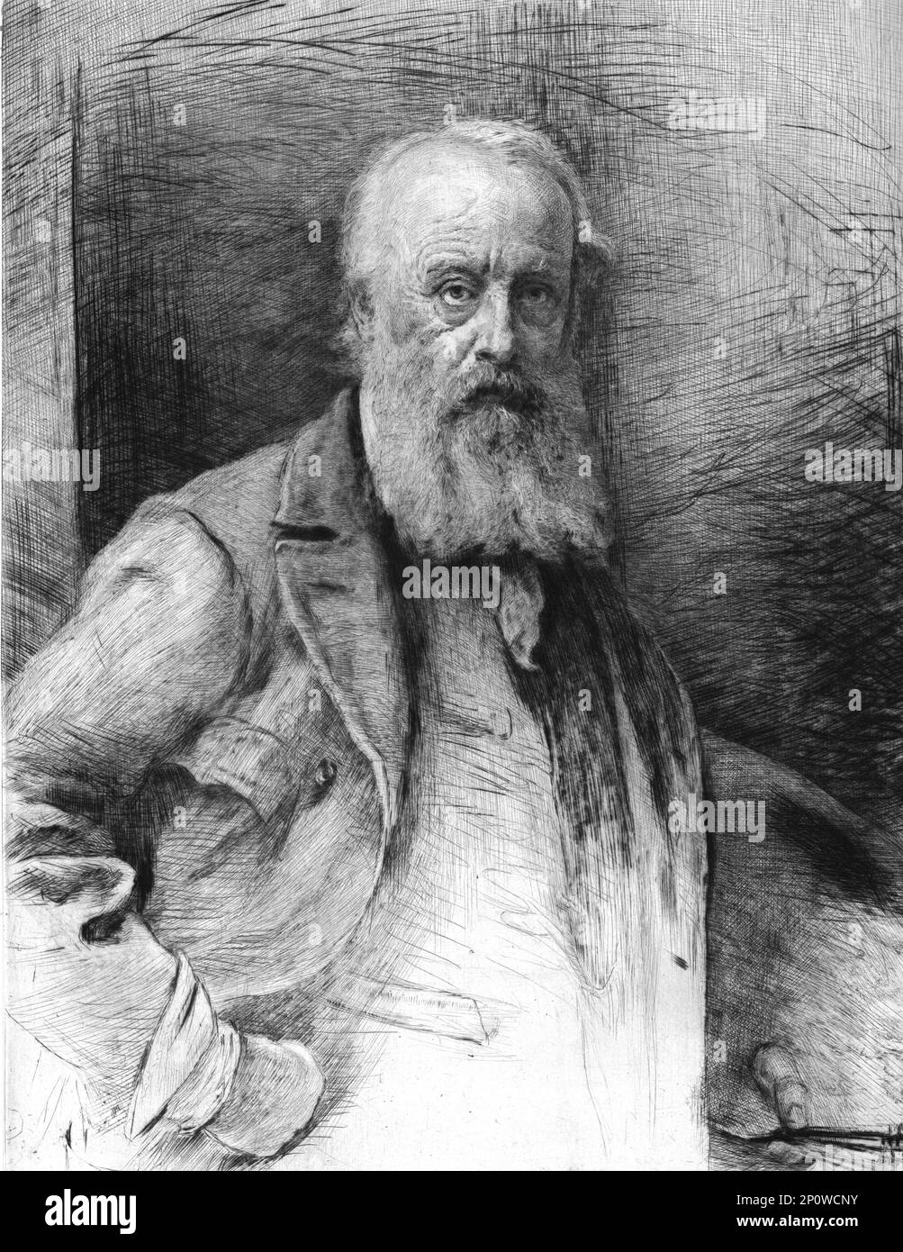 ''James Clarke Hook, R.A.', after J.E.Millais, R.A. From &quot;Modern Artists&quot; by F.G.Dumas. [J.S.Virtue &amp; Co Ltd, London, c1880] Stock Photo