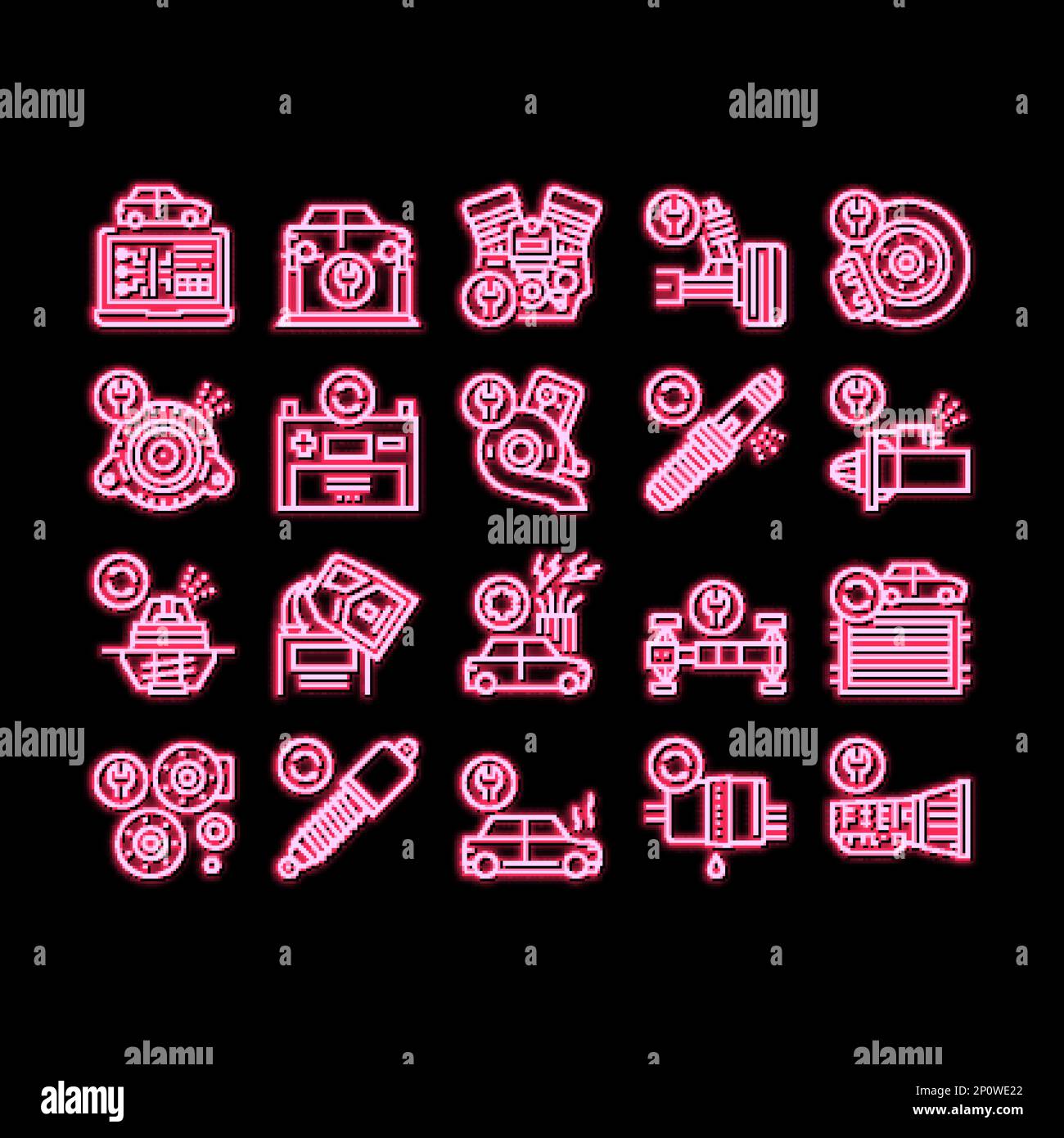 Car Service Garage neon glow icon illustration Stock Vector Image & Art ...
