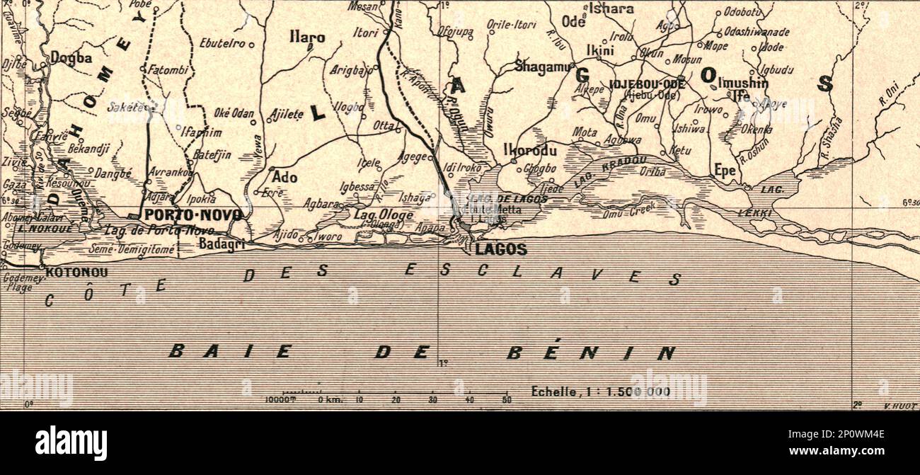 ''Chapelet lagunaire du golfe de Guinee; L'Ouest Africain', 1914. From &quot;Grande Geographie Bong Illustree&quot;, 1914. Stock Photo