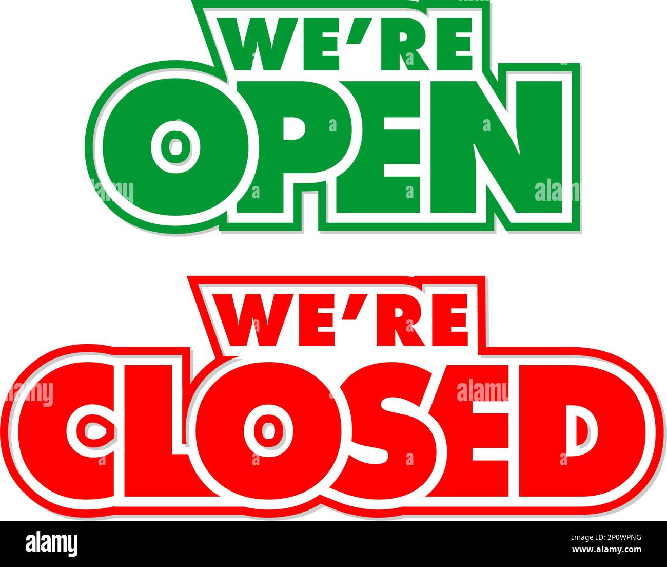 Lettering We Are Open Closed For Door Sign Vector Template On