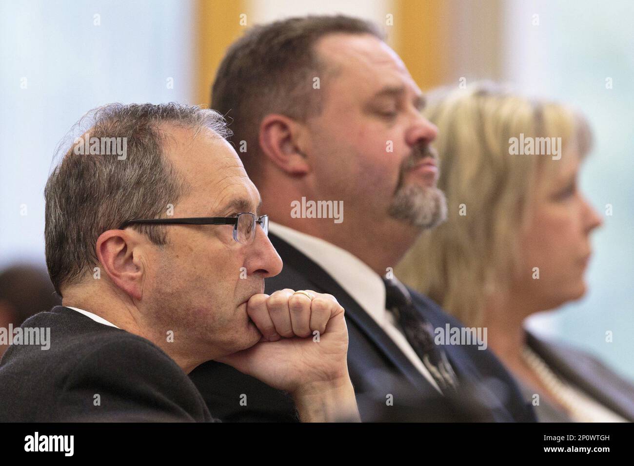Mason County Prosecutor Paul Spaniola listens as a juror is questioned