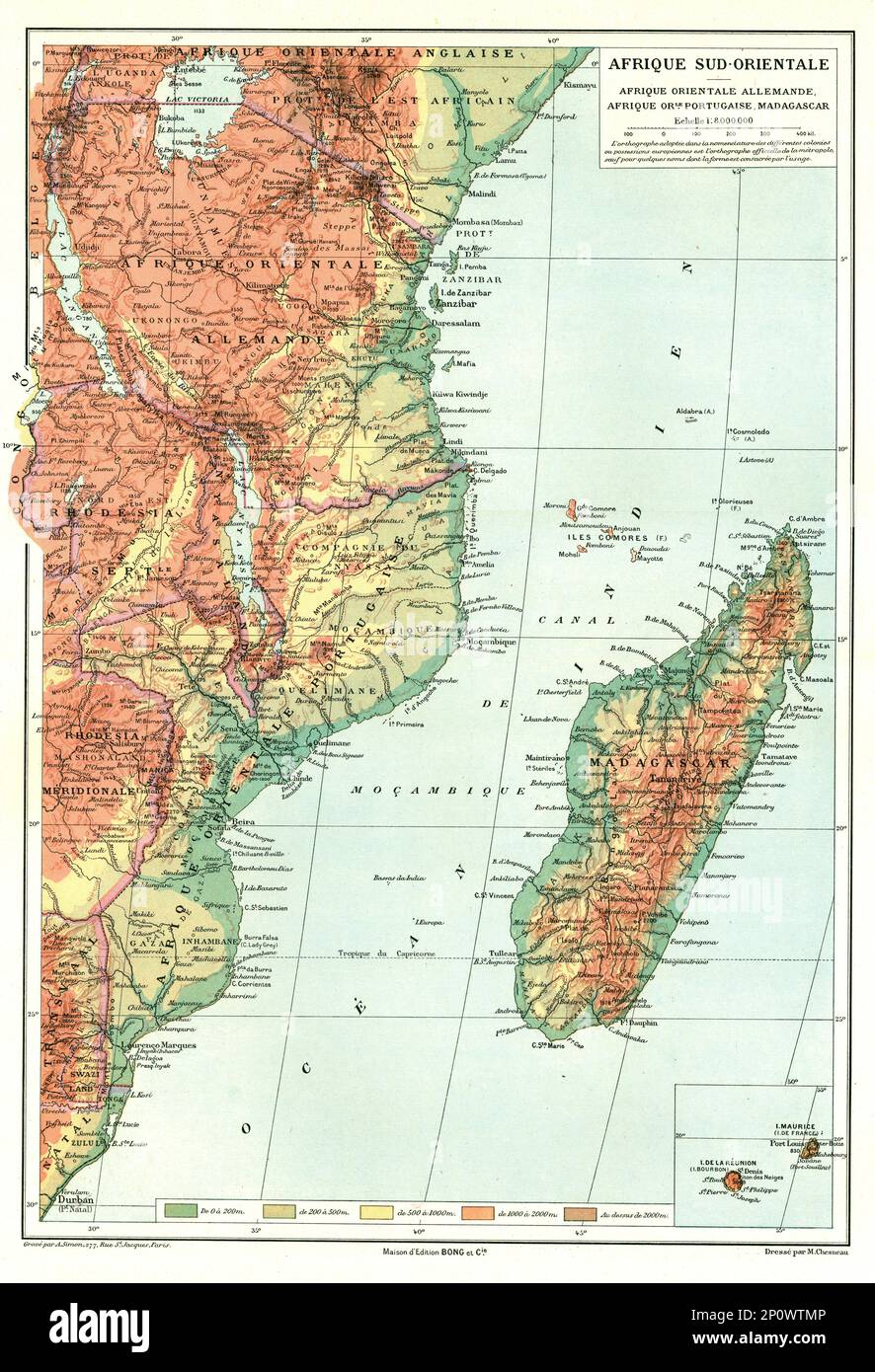 ''Afrique Sud- Orientale; Afrique Australe', 1914. From &quot;Grande Geographie Bong Illustree&quot;, 1914. Stock Photo