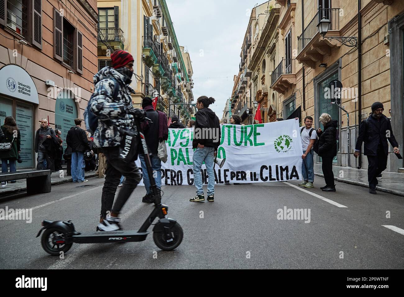 Palermo, Sicily, Italy. 3rd Mar, 2023. Friday for Future, global movement striking from school to demand immediate climate action, moves through the centre of the city. (Credit Image: © Victoria Herranz/ZUMA Press Wire) EDITORIAL USAGE ONLY! Not for Commercial USAGE! Stock Photo