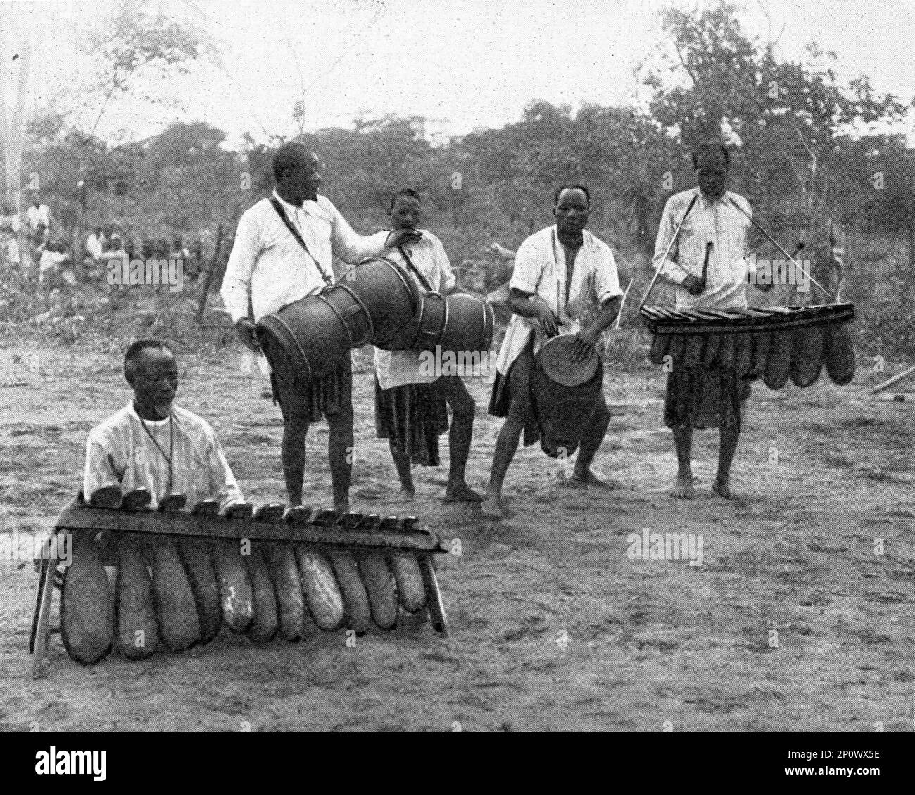 ''Musiciens du Barotse; Afrique Australe', 1914. From &quot;Grande Geographie Bong Illustree&quot;, 1914. Stock Photo