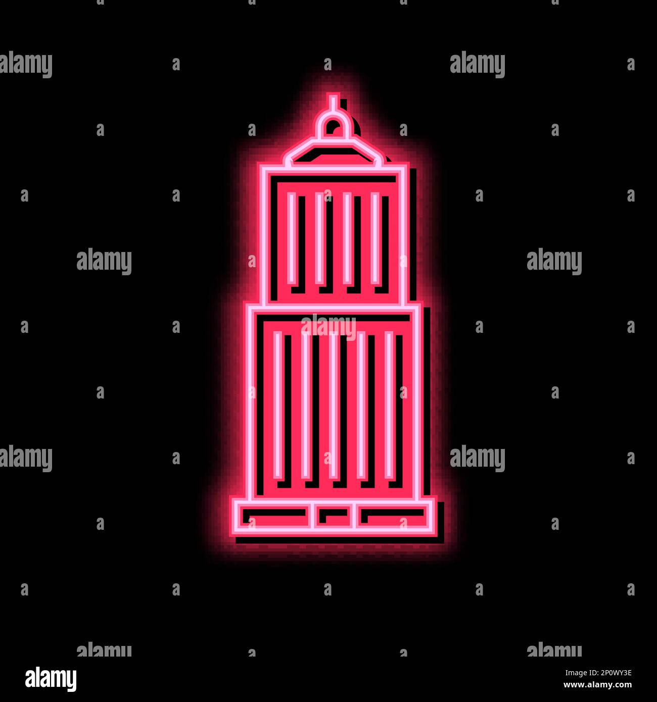skyscraper business center building neon glow icon illustration Stock ...