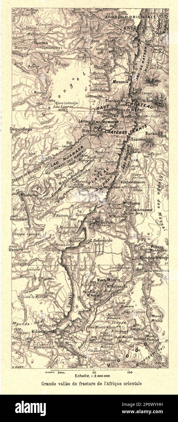 ''Grande vallee de fracture de lAfrique orientale; Afrique Australe', 1914. From &quot;Grande Geographie Bong Illustree&quot;, 1914. Stock Photo