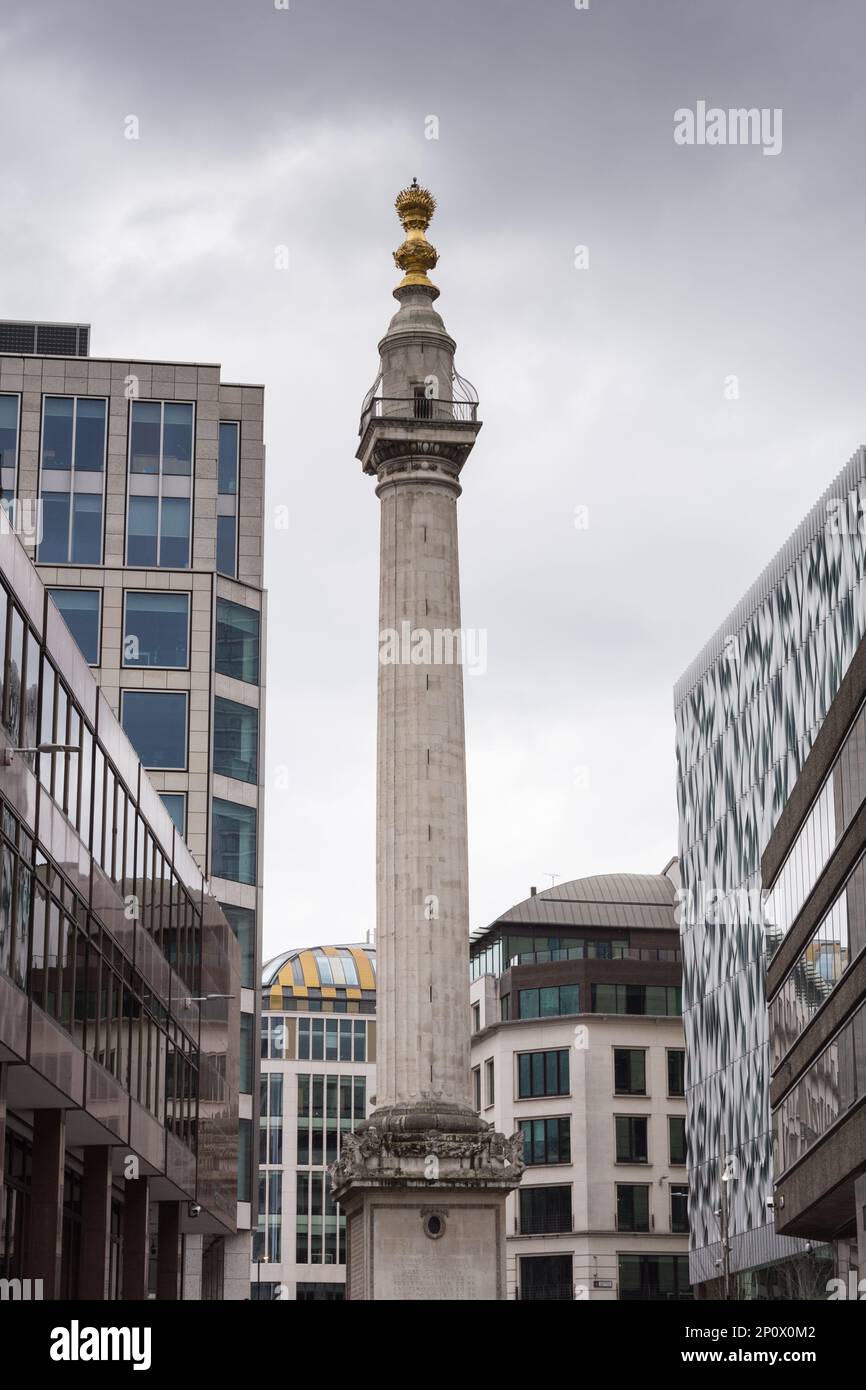 The monument to the great fire of london on monument street in the city