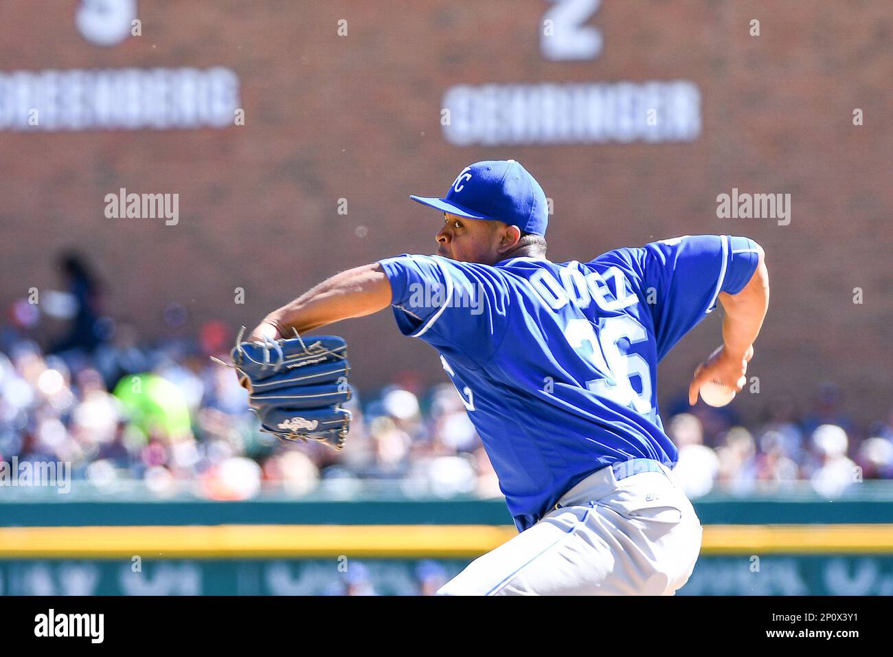 Kansas City Royals pitcher Edinson Volquez (36) talks to catcher