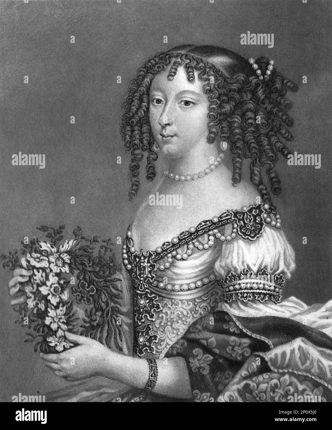 'Henrietta, Duchess of Orleans, daughter of Charles I; Obit 1670', 1812. From From &quot;Portraits of characters illustrious in British History from the beginning of the reign of Henry the Eighth to the end of the reign of James the Second&quot; [Samuel Woodburn, London, 1815]. Stock Photo