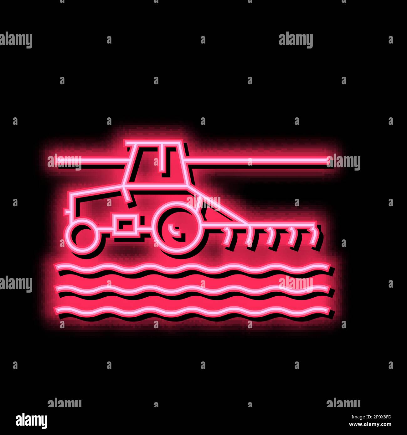 tractor working on field neon glow icon illustration Stock Vector Image ...