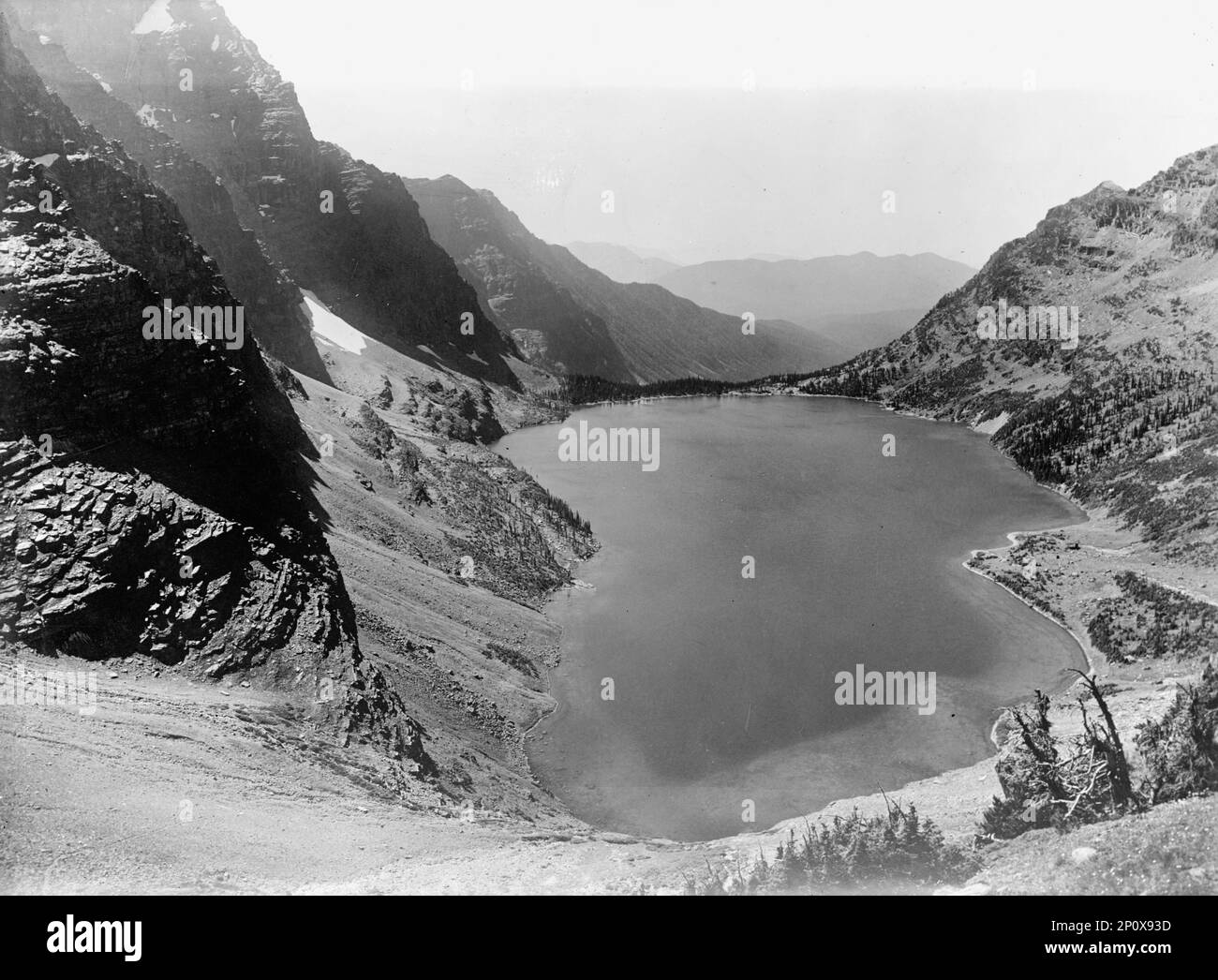 Lake Ellen Wilson, 1913. View from Gunsight Pass, Glacier National Park