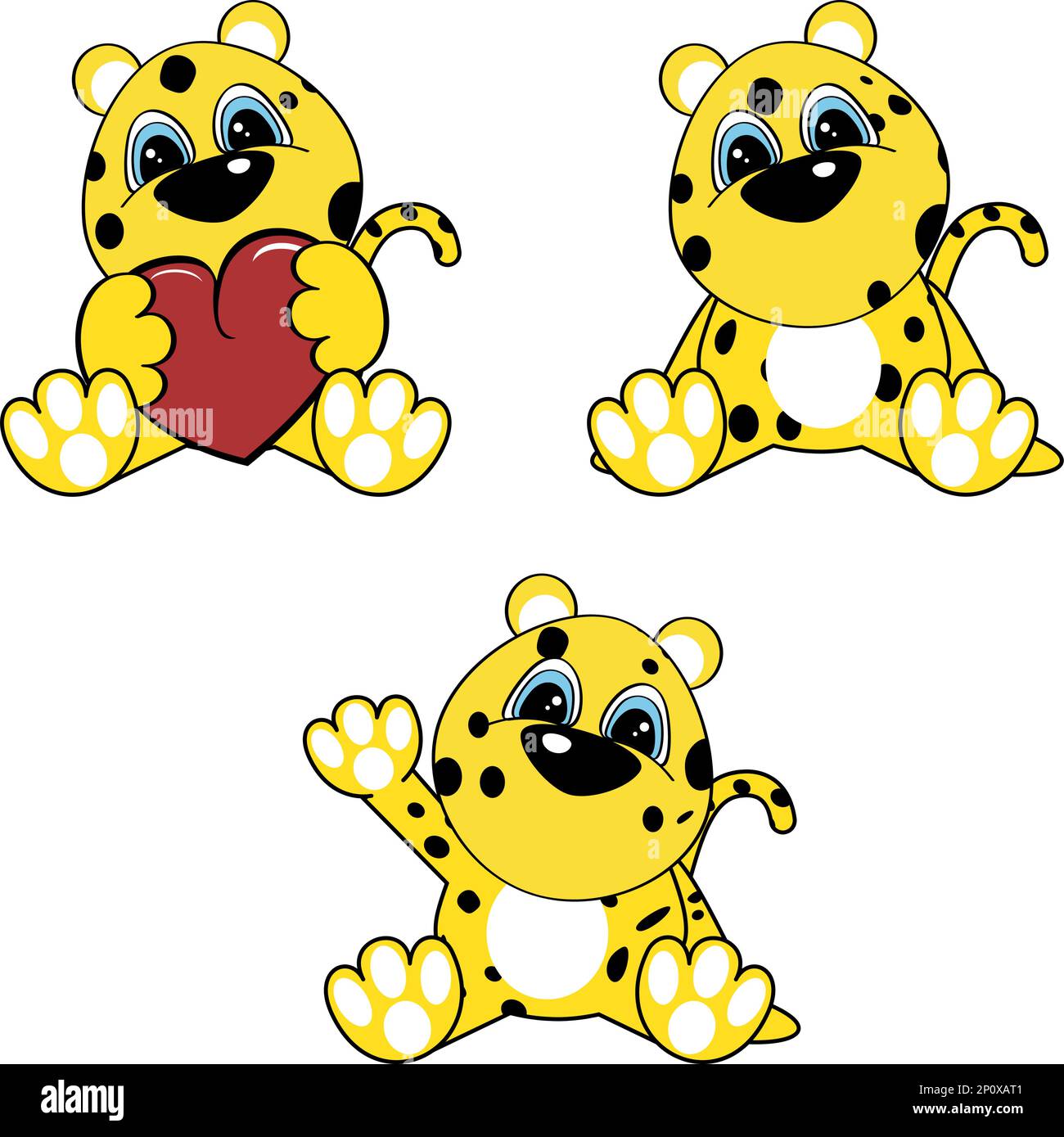 cute little chibi baby leopard character cartoon sitting pack in vector