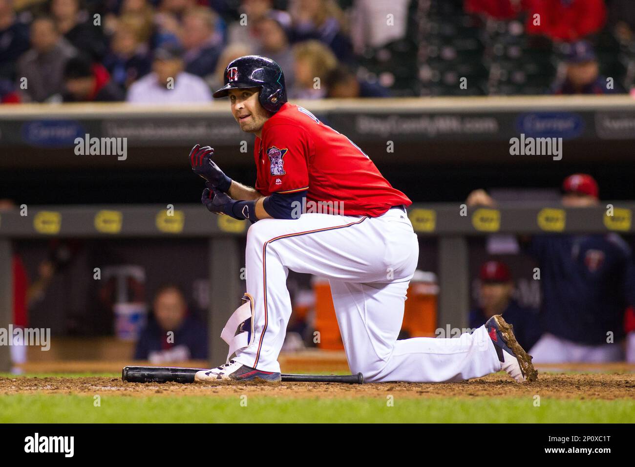 23 SEP 2016: Minnesota Twins second baseman Brian Dozier (2) strikes out in  the bottom of the 8th inning during the American League matchup between the  Seattle Mariners and the Minnesota Twins