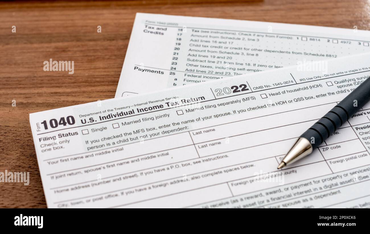 US individual tax return document. People have to complete the
