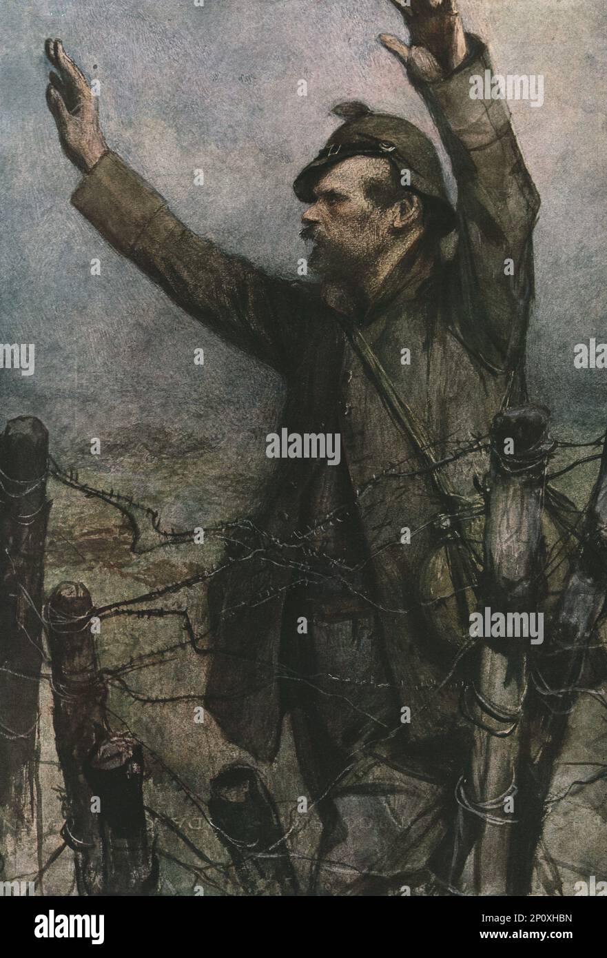 'Verdun; &quot;Kamarade !&quot;', 1916 From &quot;Collection de la Guerre IV. L'Illustration Tome CXLVIII. La Guerre Juillet, Aout, Septembre, Octobre, Novembre, Decembre 1916&quot;. Stock Photo