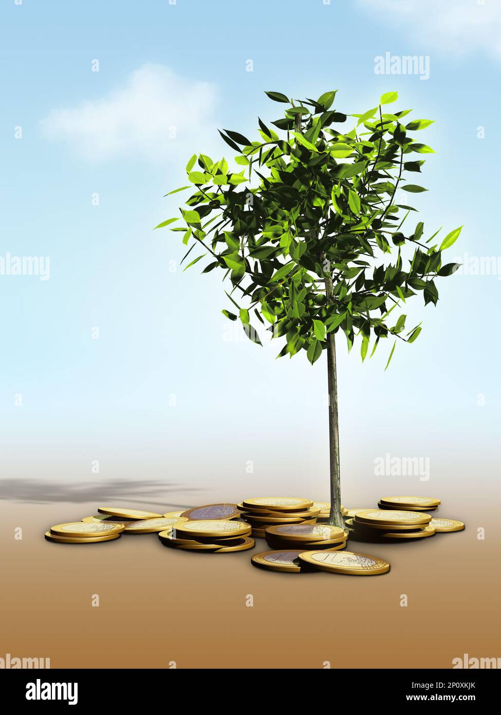 Successful investment generating new resources. Digital illustration
