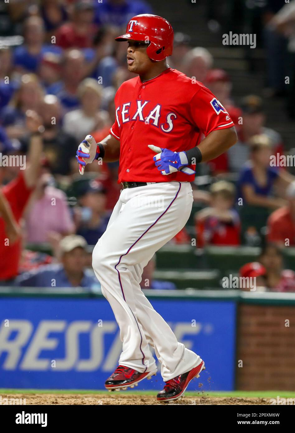 20 SEP 2016: Texas Rangers third baseman Adrian Beltre crosses home plate  during the MLB game between the Los Angeles Angels and Texas Rangers at  Globe Life Park in Arlington, TX. (Photo